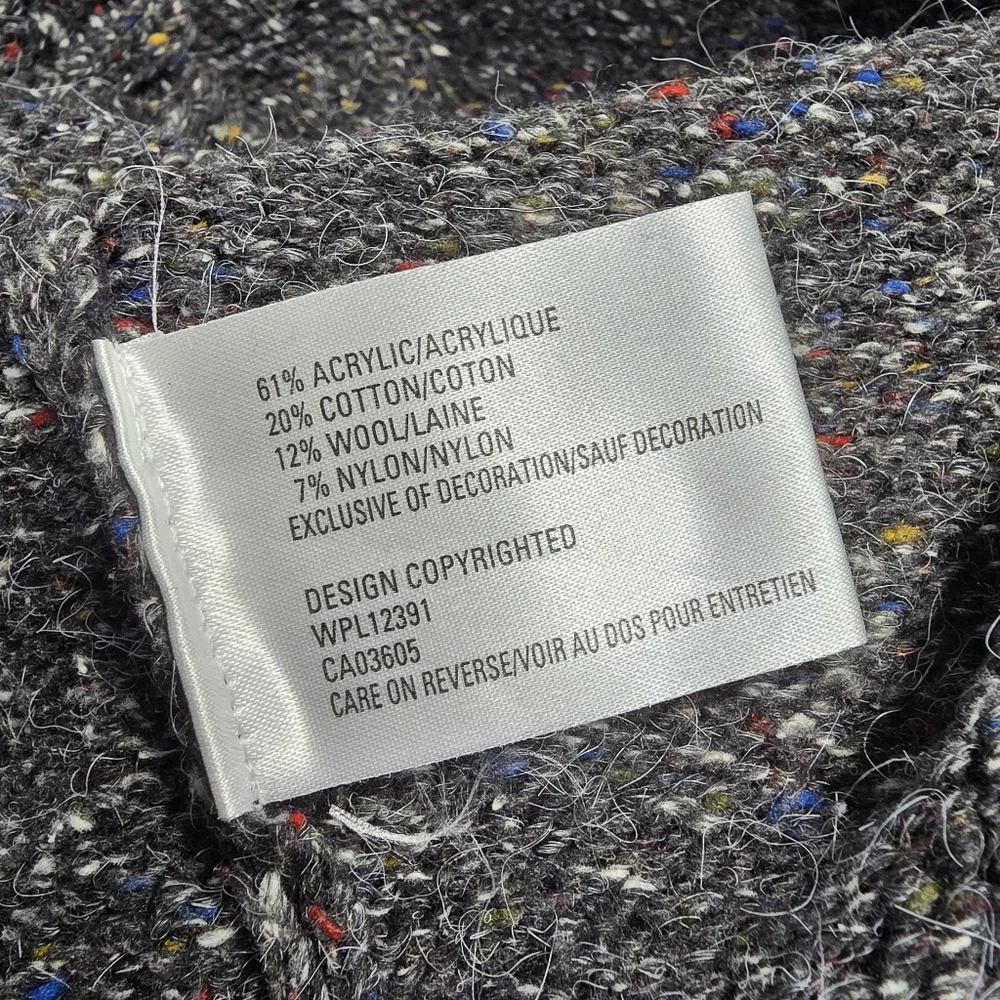 Northern Isles Sweater Women XL Gray Bulk Tweed Wool Blend Patch - Picture 11 of 13